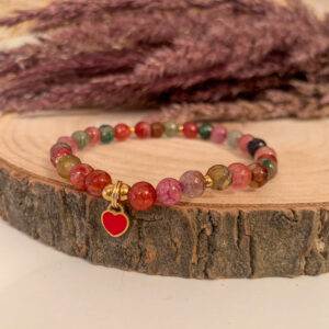 Bransoletka ochronna z serduszkiem kolorowy agat Walentynki
