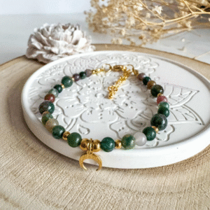 Bransoletka ochronna agat indyjski z lunulą