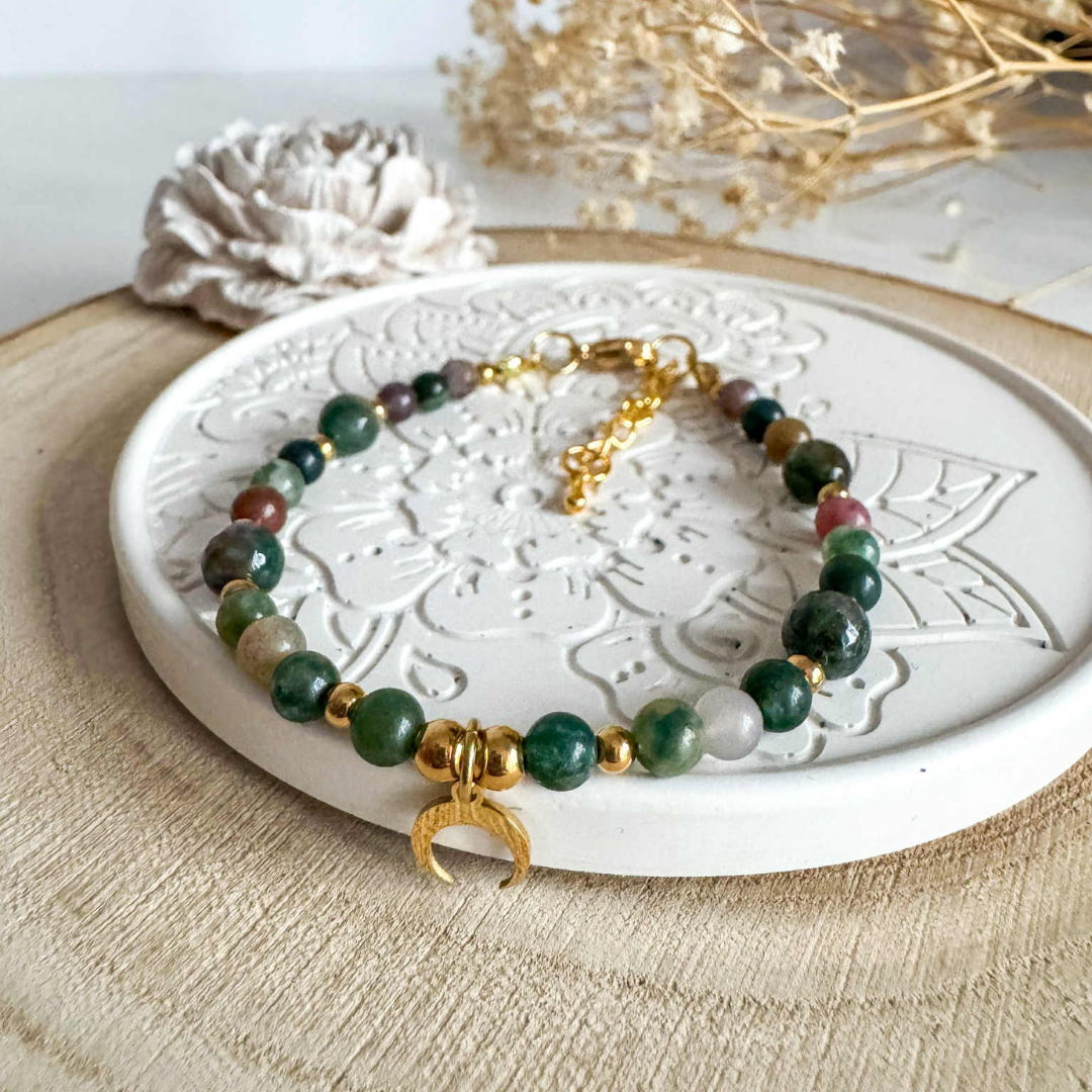 Bransoletka ochronna agat indyjski z lunulą