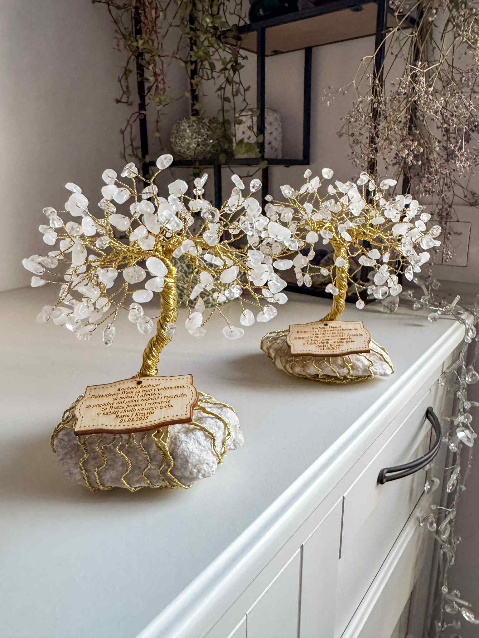 Prezent na ślub, chrzest, komunię lub podziękowanie – drzewko z kryształu górskiego - obrazek 3