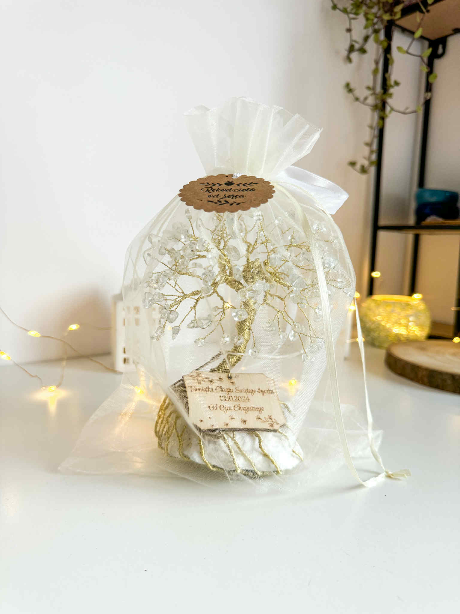 Prezent na ślub, chrzest, komunię lub podziękowanie – drzewko z kryształu górskiego - obrazek 6