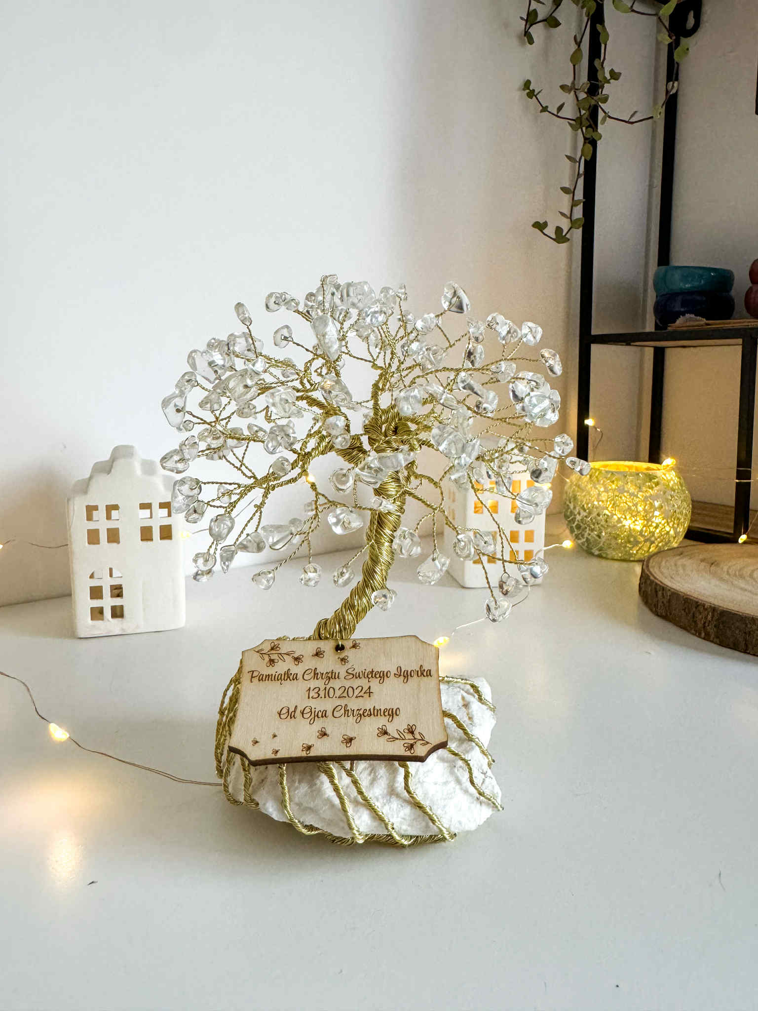 Prezent na ślub, chrzest, komunię lub podziękowanie – drzewko z kryształu górskiego - obrazek 4
